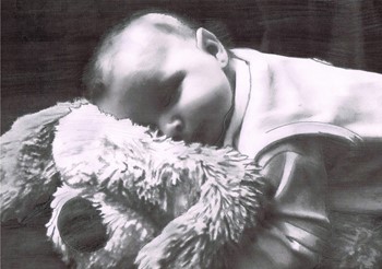 A child with teddy bear